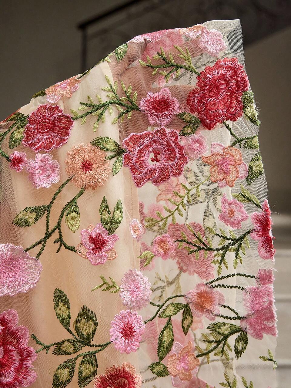 ZEYLAH Women's Fashion Rose Embroidered Dress
