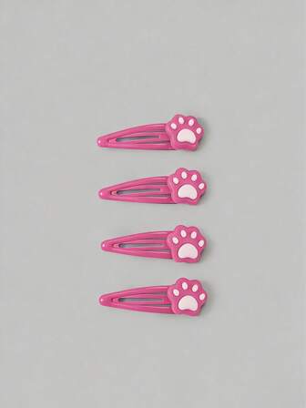 Anime 4 pezzi Fermagli per capelli a forma di artiglio di gatto rosso rosa e bianco, fermagli a pinza carini, accessori per capelli versatili da usare quotidianamente.