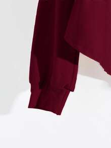 Franclia Bộ 2 món: Áo quấn màu trơn thanh lịch và quần ống loe, thích hợp để đi làm - Màu Đỏ Sâu - Xem 3