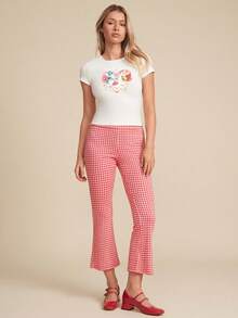 WESTFADE 小猫爱心复古花卉图案修身婴儿T恤上衣 - 白色 - 查看 3