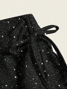 SHEIN MOD Women's Casual Low Waist Multi-Layer Cake Skirt, Black Skirt, Wedding Skirt,Sparkly Skirt - Multicolor - View 4