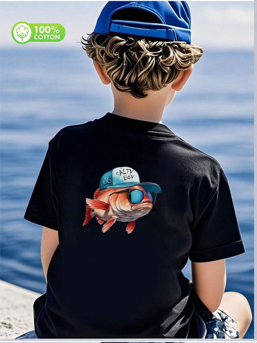 algodón puro boys t shirts camisas para niño boys clothes ropa de niño boy clothes boy clothes for kids graphic kids clothes boys boy clothes teen boy clothes boy shirts cute tops - Negro - Ver 1