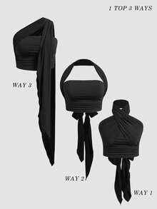 Truni 大码女士优雅纯黑色百搭露背吊带背心，多穿款式，适合约会、通勤、日常穿着/2026/新年 - 黑色 - 查看 1