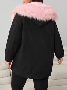 Solflare Plus Size Women Thermal Lined Hooded Jacket, Autumn/Winter - Black - View 2