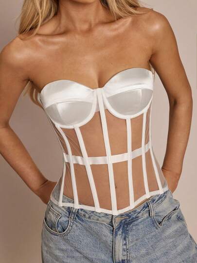 Glamine 女士修身休闲系带露背抹胸上衣