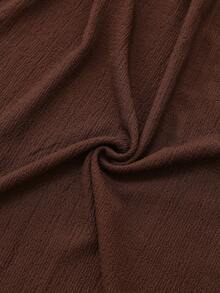 Modelyn Plus Size Women Casual Knit Textured Ruffle Hem Loose Fit Versatile Skirt, Autumn/Winter - Coffee Brown - View 3