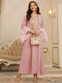 Al Najma Đầm nữ sang trọng, thanh lịch, tay phồng xếp ly, thiết kế riêng. - Hồng - Xem 6