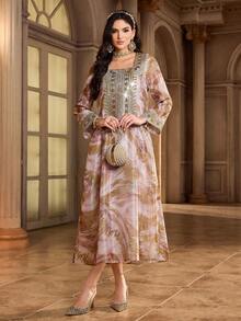 Al Najma Women's Turkish Maxi Dress & Arabic Traditional Abaya Kaftan Jalabiya Dress Luxury Dress For Women - Multicolor - View 5