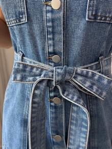 Elenzga 女士休闲水洗无袖牛仔连体裤