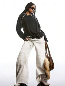 LYSMO 黑色背心,白色對比拼接車縫,威孚袖設計 - 黑色 - 查看 5