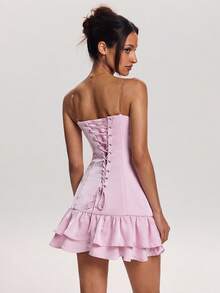 SHEIN BAE 女士纯色粉色优雅连衣裙 - 粉色 - 查看 2