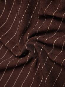 Elaquor 大码女式条纹褶皱紧身半身裙 棕色半身裙 曲线条纹半身裙 高腰半身裙 春季女装 春季女装半身裙 - 咖啡棕 - 查看 7