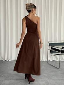 Siren Gaze 女士时尚休闲无袖长裙 - 棕色 - 查看 2