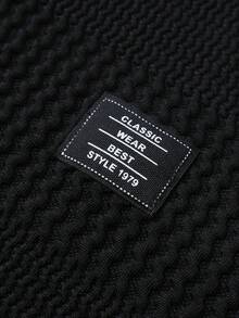 EGENSIO Bộ đồ nam gồm áo polo tay ngắn kẻ sọc in chữ và quần short cạp chun, kiểu dáng thường ngày. - màu đen - Xem 7