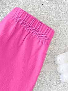 女婴可爱印花圆领短袖T恤，适合派对和聚会穿着，饰有蝴蝶结、爱心、兔子和小熊图案，轻盈舒适，适合春夏穿着，时尚休闲，可用于户外活动、上学、派对、野餐和送礼，也适合秋冬季穿着。 - 玫紅色 - 查看 4