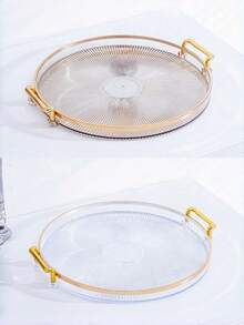 1 Piece Multifunctional Jewelry Organizer Display Tray With Handle For Cosmetics Perfume Accessories Vanity Bathroom Coffee Table Kitchen Decor Valentine Gift - Champagne - View 5