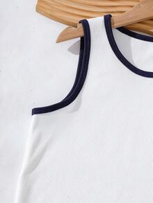 SHEIN Explorewe 两件套少女罗纹圆领背心和休闲裤套装