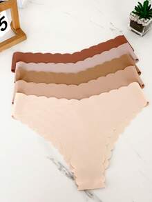 10 piezas/paquete - Bragas sin costuras con borde ondulado para mujeres, tela cómoda y sexy amigable con la piel, bragas sin costuras para damas - Conjunto de diez piezas - Ver 3