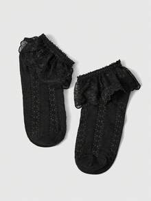 ROMWE Women's Mid-Calf Socks - Black H - View 3