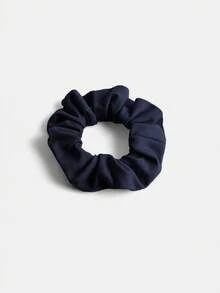 Girlism Áo thun ngắn tay cổ tròn ôm dáng thoải mái cho bé gái tuổi teen, có bèo nhún bên hông và dây buộc tóc. - Màu xanh hải quân - Xem 3