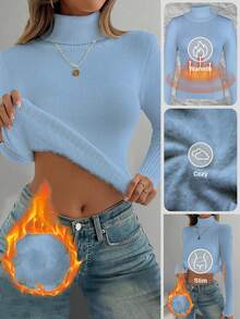 Franclia 欧美风高领加厚针织长袖打底衫，修身剪裁，适合秋冬季节穿着。