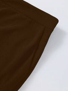GlowEve CURVE 大码女士优雅通勤休闲纯色高腰口袋工作裤 - 咖啡棕 - 查看 6