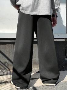 1 Piece Tween Boy Casual Sports College Straight Loose Black Trousers Suitable For Kids Outfits Toddler Boy Clothes Back To School Boys Set Suitable For Birthday Parties, Evening Parties, Performances, Weddings, Baptisms, Opening Ceremonies Daily Suitable For Daily Use Suitable For School Suitable For Travel Suitable For Sports Suitable For Spring And Summer Seasons - Black - View 2