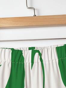 SHEIN Tall Elegant Commute & Vacation Floral Fabric Round Neck Sleeveless Top & Elastic Waist Long Pants 2 Pieces Set, Orange, Plus Size Tall - Green - View 4