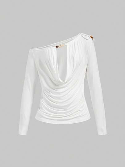 ROMWE Avant Beaded Loose Slouchy Scoop Neck Women Top