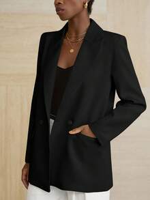 Aveloria Modichic 女士商务风纯色双排扣西装外套，适合通勤和秋季穿着