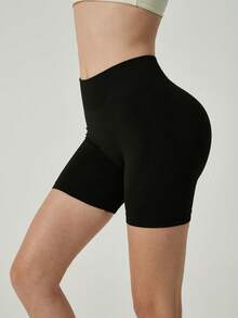 3条装女士无缝瑜伽短裤 - 黑色 - 查看 3