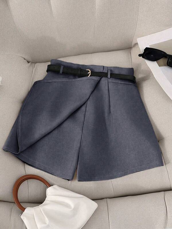 Franclia شورت نسائي ذو لون أنيق مزين بحزام، مناسب للتنقل والخروج والصيف والمكتب والحفلات والملابس اليومية