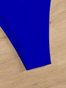 SHEIN Swim Women's Fashionable Simple Solid Color Bikini Bottom Summer - Royal Blue - View 4