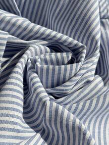 Comfortcana Plus Size Blue Striped Casual Shorts, Fashionable And Suitable For Everyday Wear, Spring