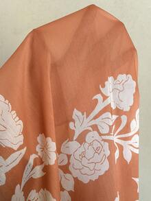 Florisole 女士印花灯笼袖优雅收腰连衣裙，适合度假和派对穿着 - 杏色 - 查看 3