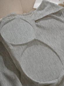 Comfortcana Casual Solid Color Versatile Square Neck Draped Bust Padded Bra Free Camisole, Suitable For Autumn And Summer, Built-In Bra - Light Grey - View 6