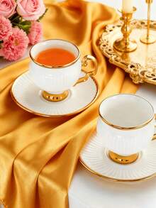Afternoon Tea Set, With Handles, Heat-Resistant, Golden Luxury, Suitable For Restaurants, Homes And Offices, A Great Gift Choice For Family, Friends And Loved Ones - Multicolor - View 4