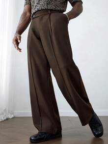 HUEFORM Quần ống rộng dáng rộng chống nhăn màu nâu cho nam - Cà phê nâu - Xem 6