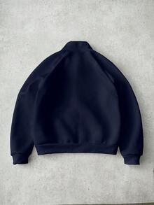 PAVTROS 男士街头风流行INS风FREEDOM印花拉链套头卫衣，适合户外音乐节、夜店、酒吧等场合，可作为男友/老公礼物、周年纪念礼物，白色插肩袖套头卫衣 - 藏蓝色 - 查看 4