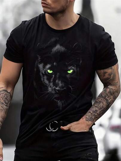 Manfinity Dauomo Plus Size Men's Casual Printed Round Neck Short Sleeve T-Shirt