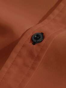 Manfinity Mode Áo sơ mi nam tay dài đơn giản, tối giản, màu trơn - trái cam - Xem 4