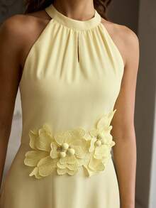 ZEYLAH 浪漫3D立体花卉长裙 - 黃色 - 查看 2