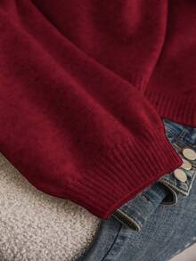 CosyJoli 女式加大码蝴蝶结后背针织毛衣，时尚舒适百搭套头衫，适合秋冬季