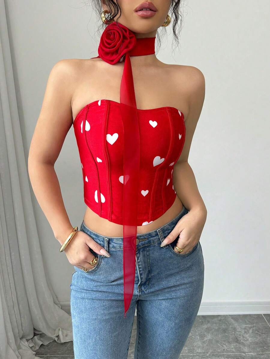 SHEIN Elenzya Khăn choàng cổ dài bằng ruy băng họa tiết xương cá kiểu dáng mới cho Ngày Valentine, thích hợp cho nữ dự tiệc, Halloween, Giáng sinh, các sự kiện ngày lễ và hẹn hò. - Nhiều màu - Xem 1