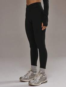 Musera Sport Cross Front Leggings Co-Ord Bottom Only Padel Autumn Fall Winter Activewear Sport Gym Workout Alloy - Black - View 4