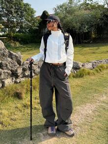 Muchica 女士春季新款白色纯色立领休闲户外宽松薄款外套 - 白色 - 查看 5