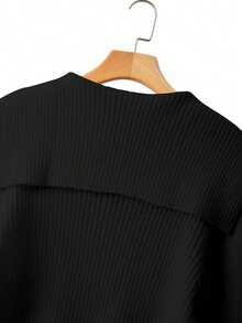 GlowEve CURVE 大码女式两件套针织衫：翻领开衫 + 长裤 - 黑色 - 查看 5