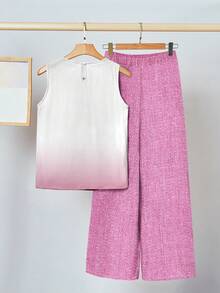 SHEIN Clasi 两件套女士休闲碎花套装，适合夏季穿着 - 粉色 - 查看 2