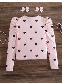 Emery Rose Kids Emery Rose Kids 少女长袖上衣，爱心印花泡泡袖修身长袖衬衫，春秋季穿着，舒适百搭，时尚可爱，适合日常外出、度假、家庭聚会、时尚活动、上学等场合，是完美的圣诞节和生日礼物。 - 淺粉色 - 查看 2