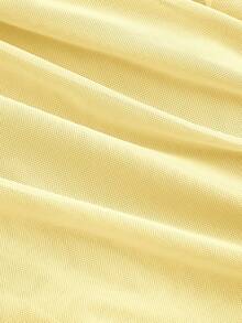 SHEIN MOD Vestido de mujer de unicolor con volantes fruncidos en el bajo, vestido con bajo asimétrico, vestido de tirantes finos - Amarillo claro - Ver 3
